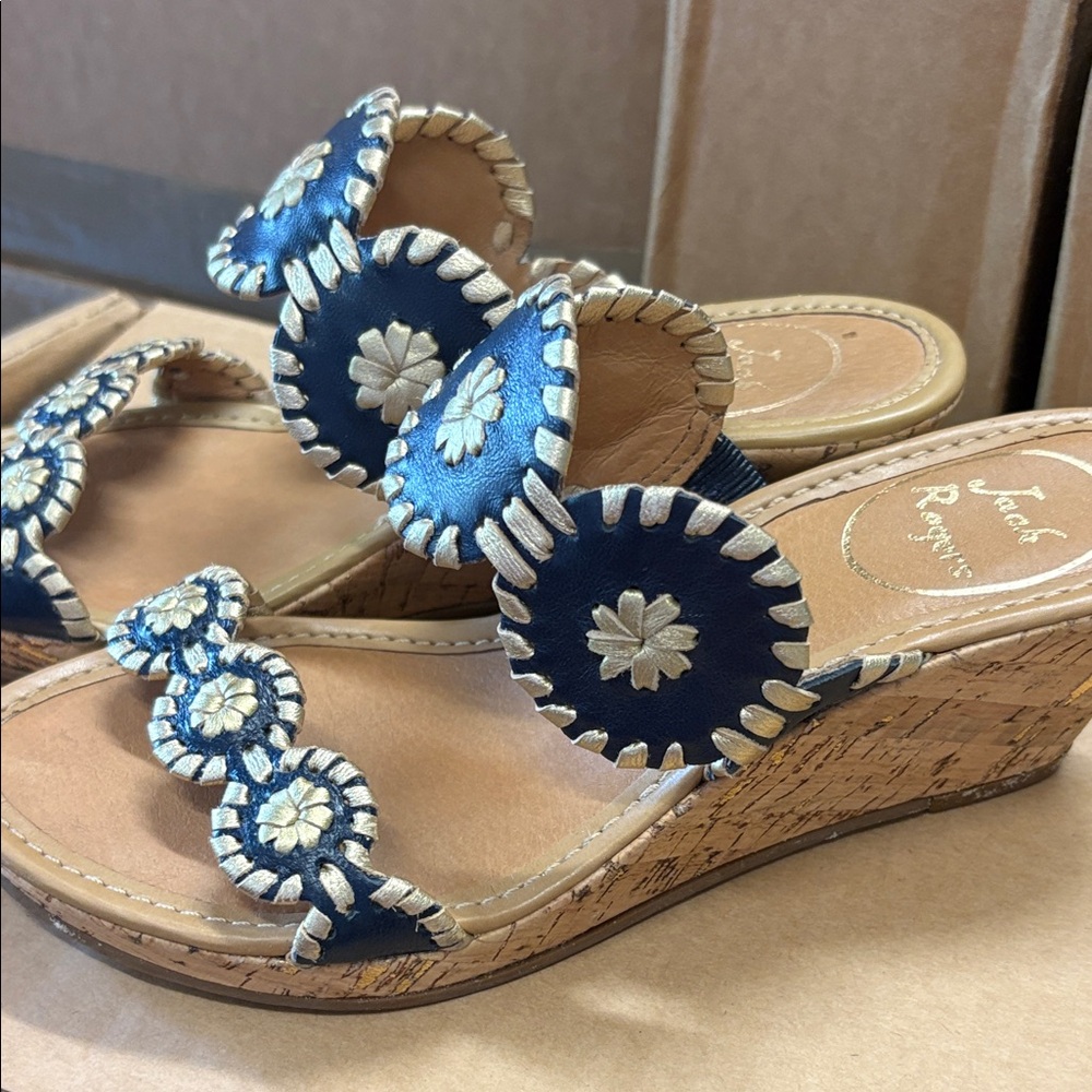 Jack Rogers Navy and Cream Sandals